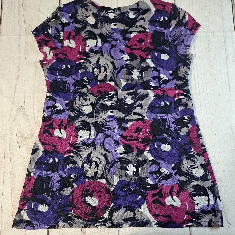 Axcess By Liz Claiborne Purple, Gray, and Pink Top Size Large - Picture 8 of 9